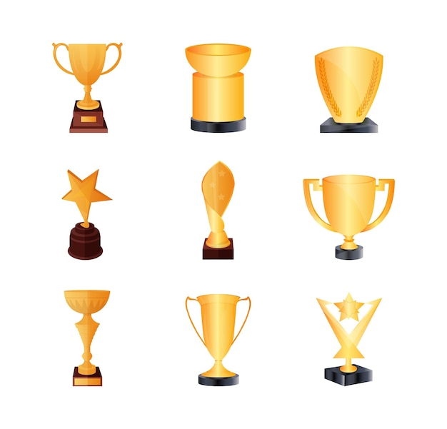 Набор различных бронзовых трофеев бронзовые чаши Кубок победителей