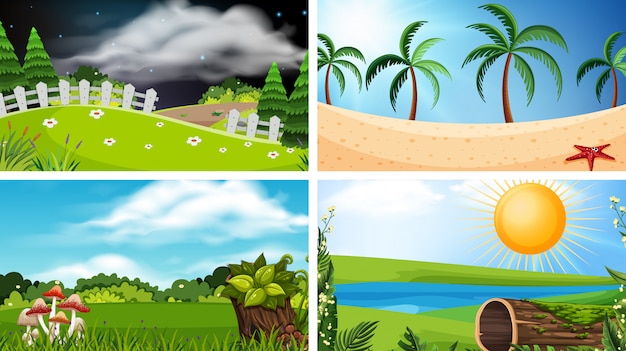 Set of different landscape illustrations