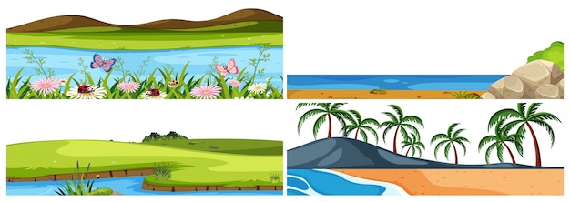 Set of different landscapes