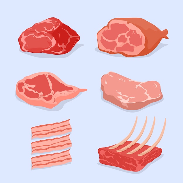 Vector set of different meats