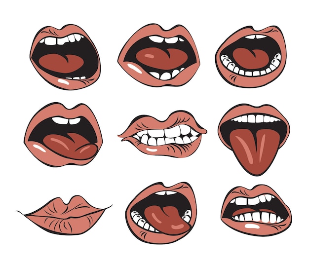 Vector set of different mouths