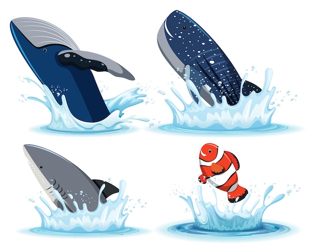 Set of different ocean animals