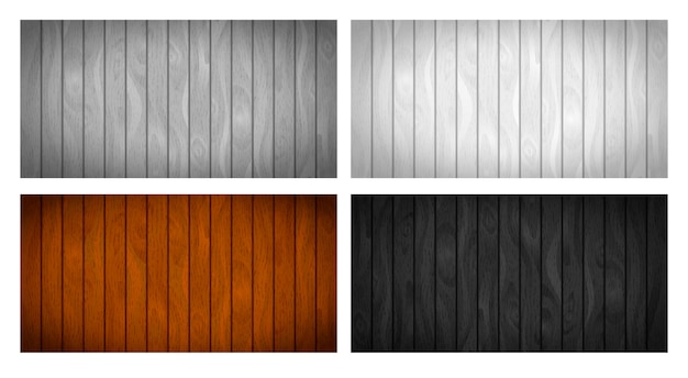 Set of different realistic wooden boards with texture
