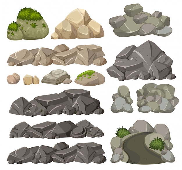 Vector set of different rocks