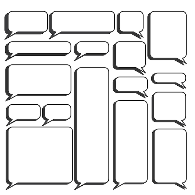 그림자와 함께 다른 모양의 음성 거품 세트