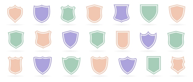 Set of different shield icons with shadow Vector illustration