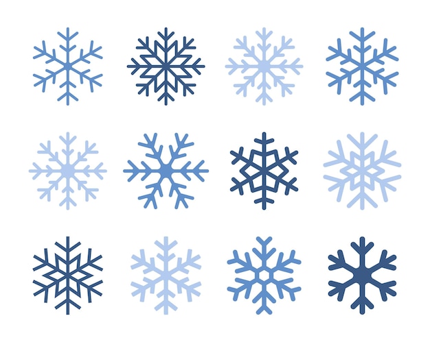 Vettore set di diverse icone di fiocchi di neve illustrazione vettoriale