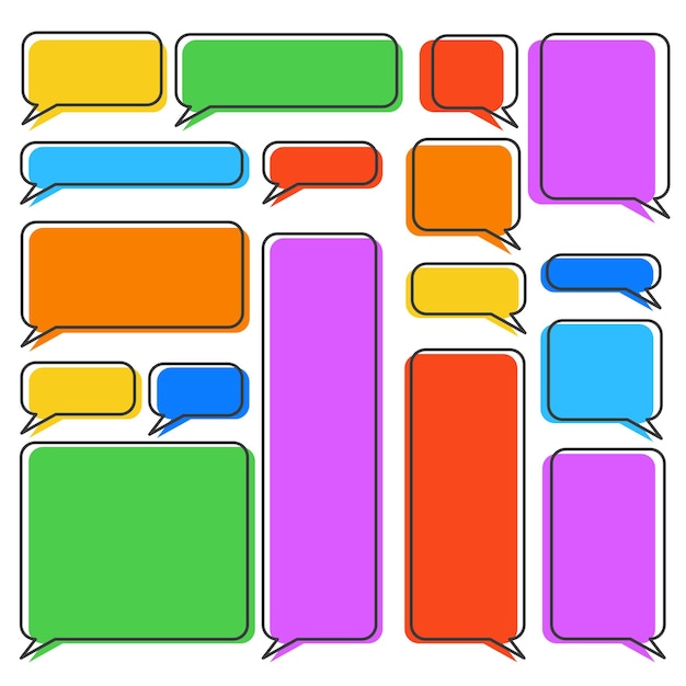 Set of different stylized shapes speech bubbles