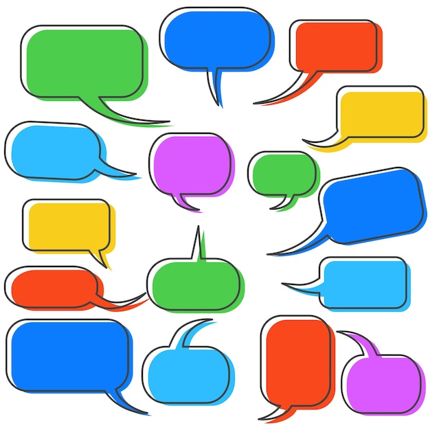 Vector set of different stylized shapes speech bubbles