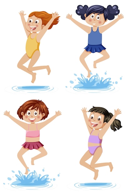 Set of different summer kids characters