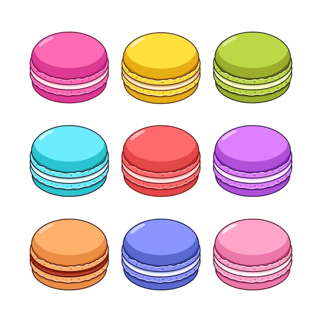 Vettore set di gusti diversi di macarons