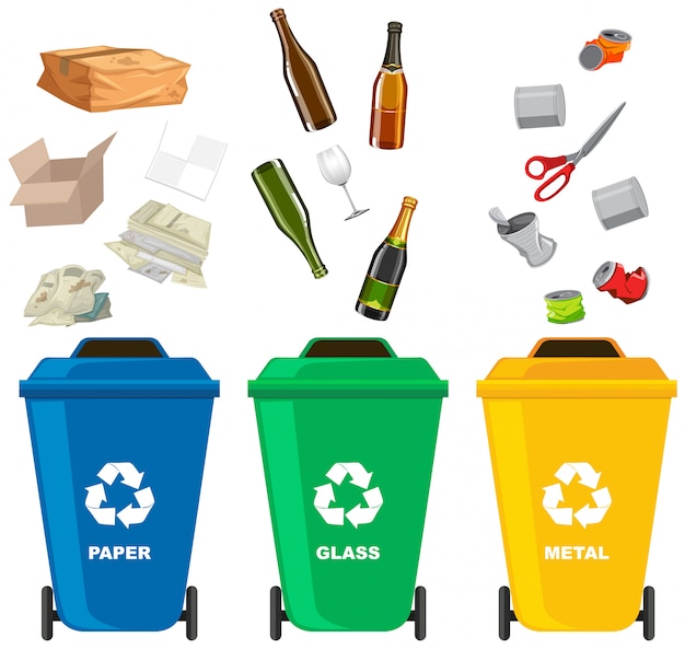 Vector set of different trash bin