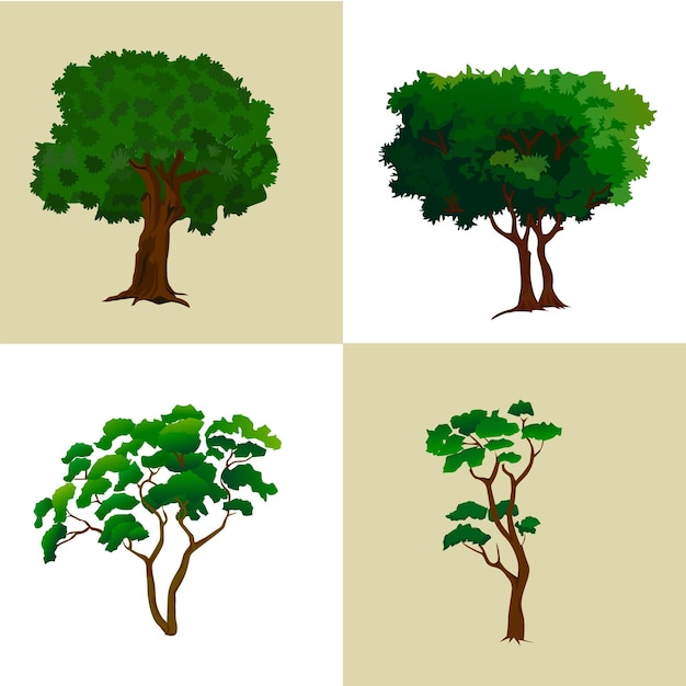 Vettore insieme dell'illustrazione dell'albero differente