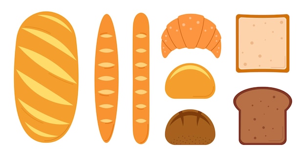 Vector a set of different types of bread