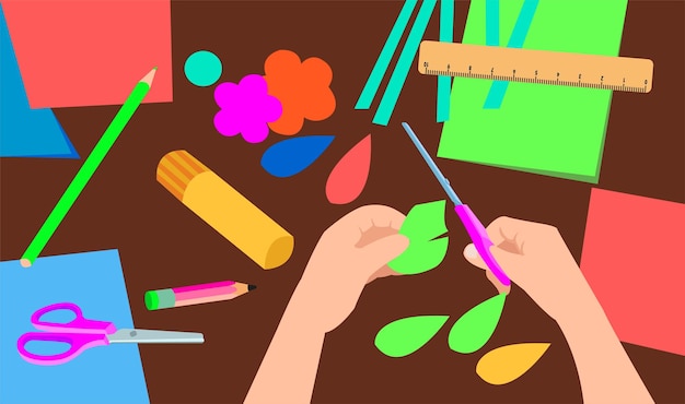 다양한 유형의 수제 공예품 세트 그림 종이 접기 양초 만들기