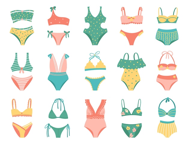 Vector set of different types of swimsuits