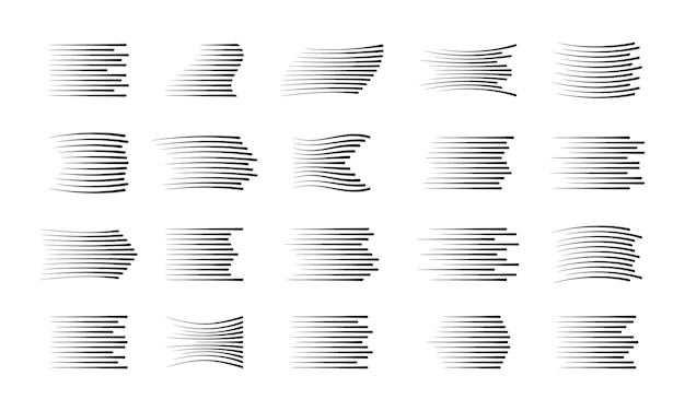 異なるベクトル スピード ラインのセット。