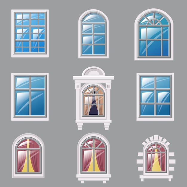set of different windows, element for architecture