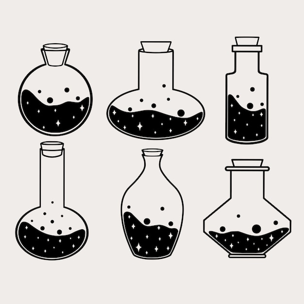 Vector set of different witch potions, vector art