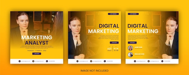 Set of digital marketing webinar and business social media template