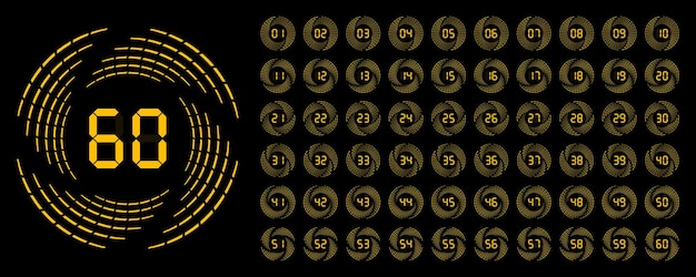 Vector set of digital numbers figures with speed lines minimalist modern numbers