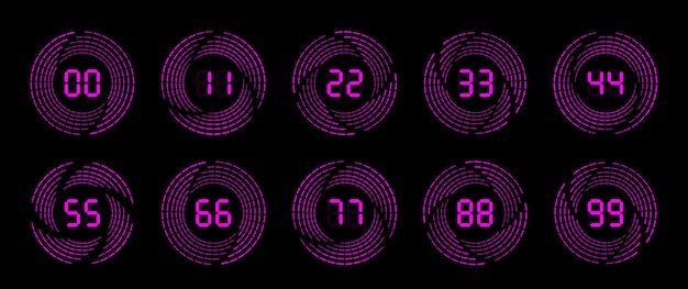 Set of digital numbers figures with speed lines