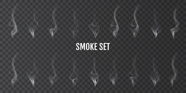 Set of digital realistic smoke vector illustration