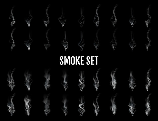 Vector set of digital realistic smoke.