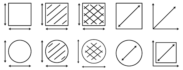 Vector set of dimension line icons