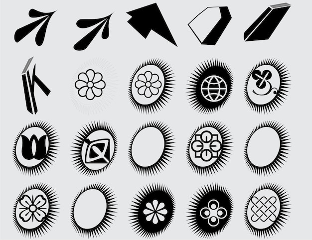 Set of dingbums black vector