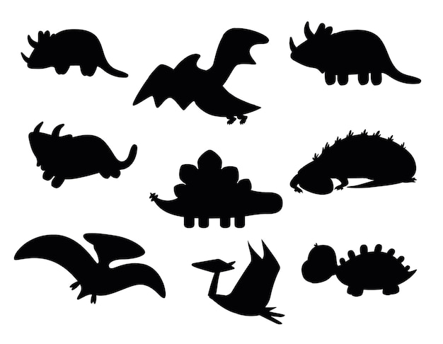 Set of Dinosaur isolated vector Silhouettes