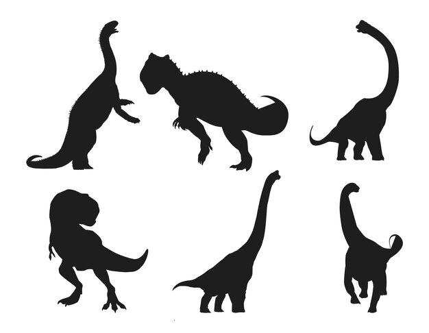 Vector set of dinosaur isolated vector silhouettes