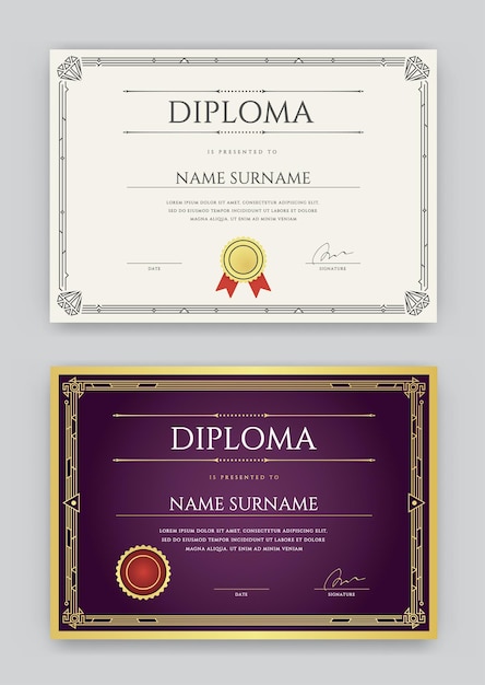 Set of Diploma or Certificate Premium Design Template in Vector