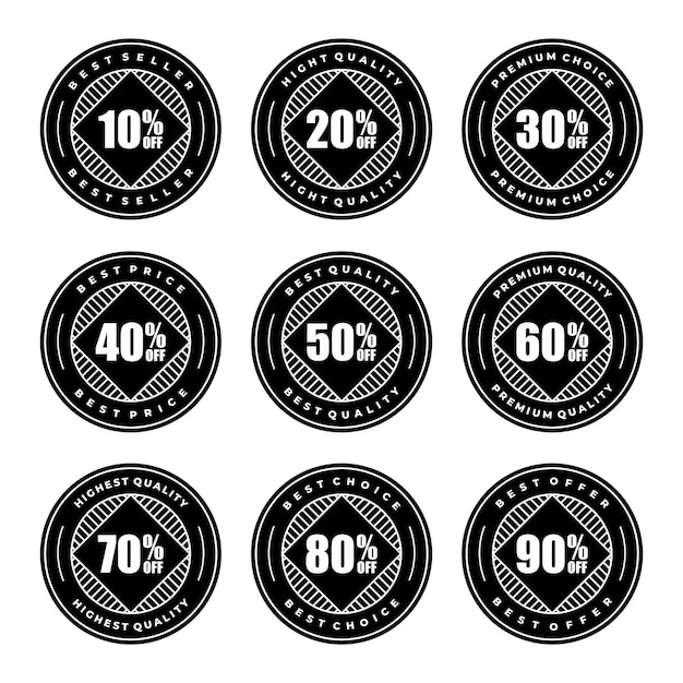 Set di modelli di badge sconto