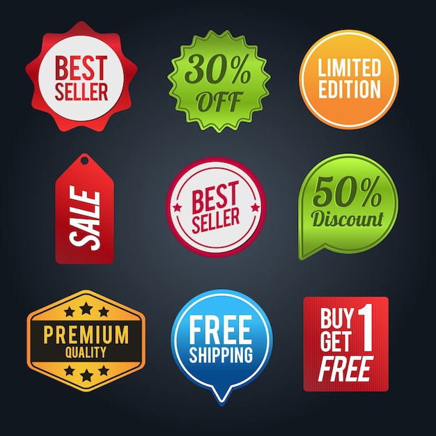 Set di badge di sconto