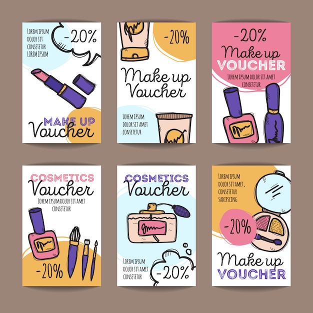 Set of discount coupons for make up products