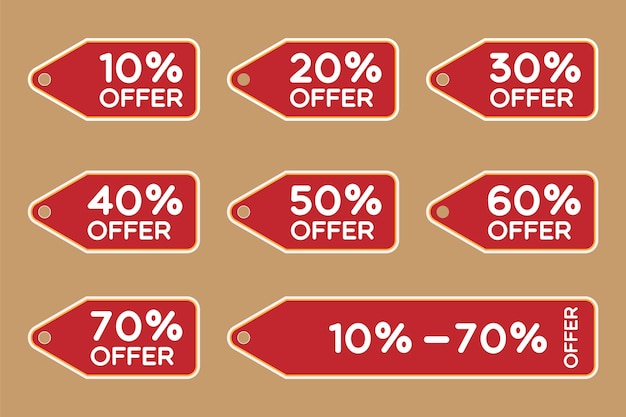 Vector set of discount label tag