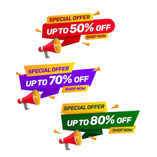 Vector set of discount offer price label sale promo marketing