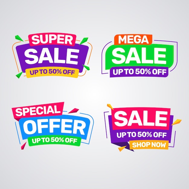 Vector set of discount offer price label super sale promo marketing