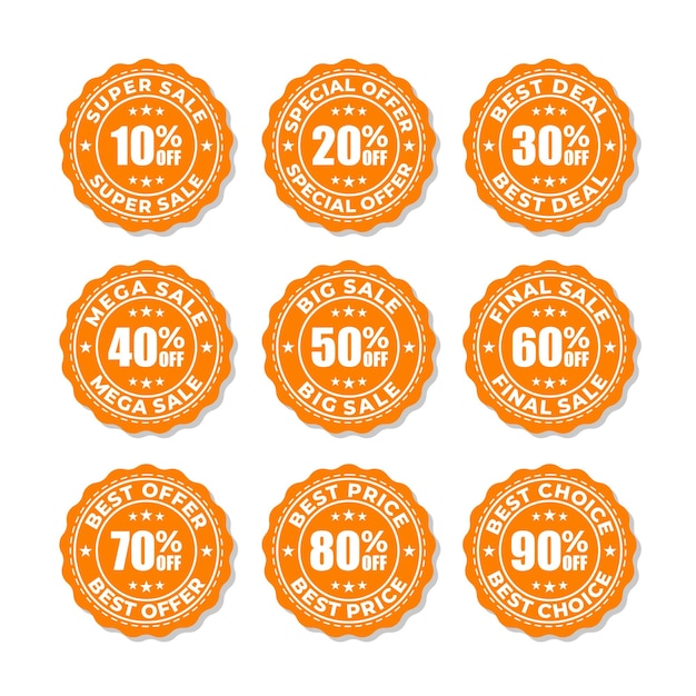 Set of discount sale badge design