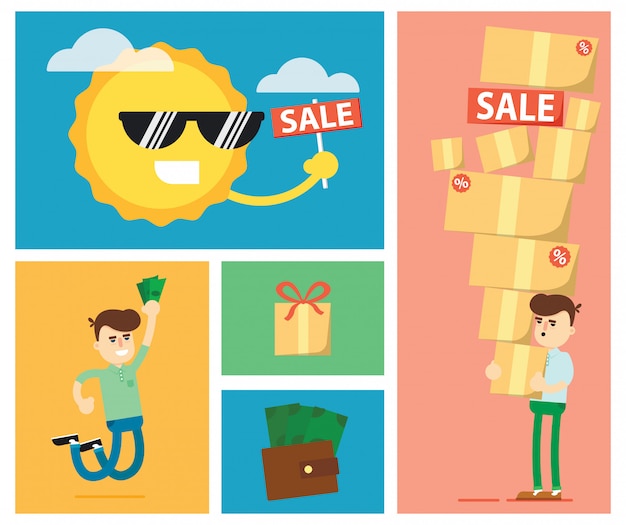 Set of discount sale illustrations