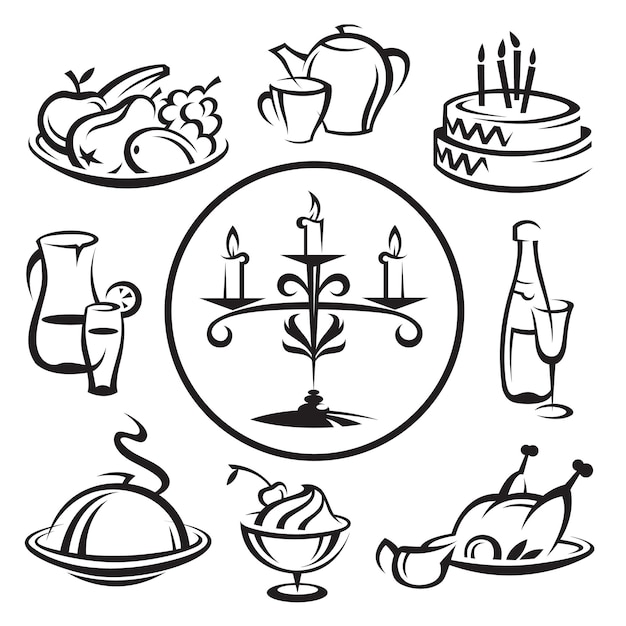 Set of dishes and candlestick