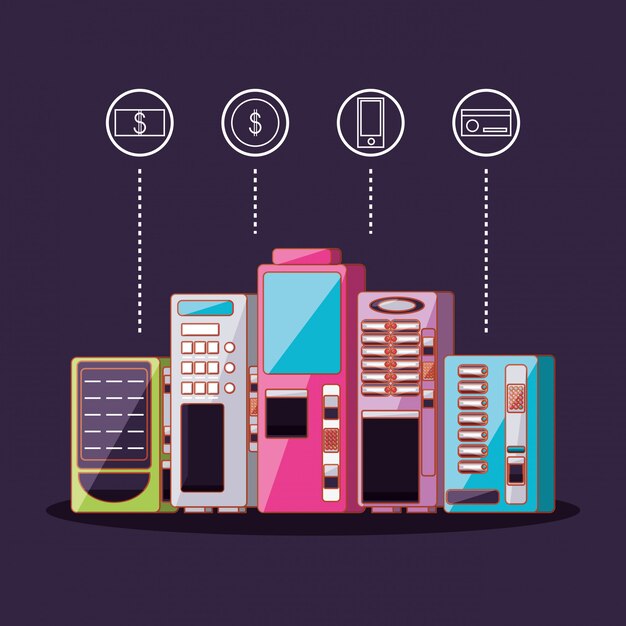 Vector set of dispenser machines electronics