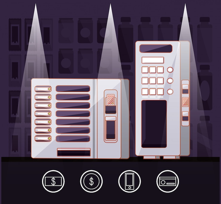 Vector set of dispenser machines electronics
