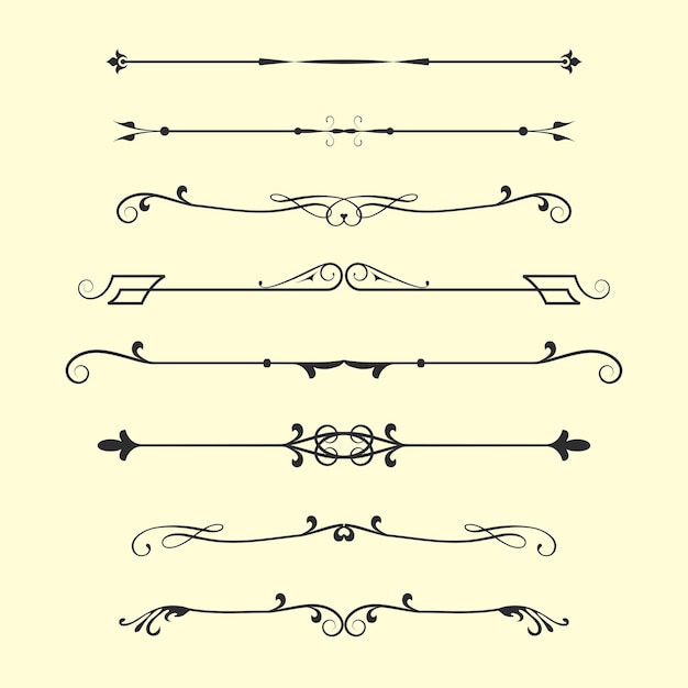 Vector set of dividers calligraphic vintage elements and page decor