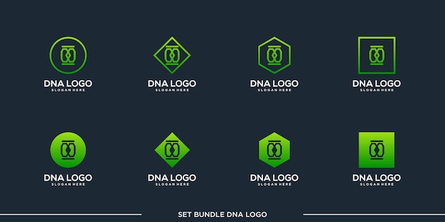 Set dna logo design vector bundle premium