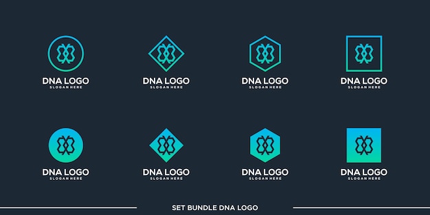 set DNA-logo-ontwerp vectorbundel premium