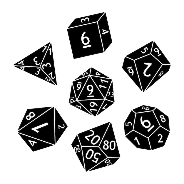 Set dnd dobbelstenen rpg tafelblad games vector illustratie