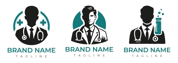 Набор врача аватара логотипа векторной иллюстрации силуэта клипарт икона