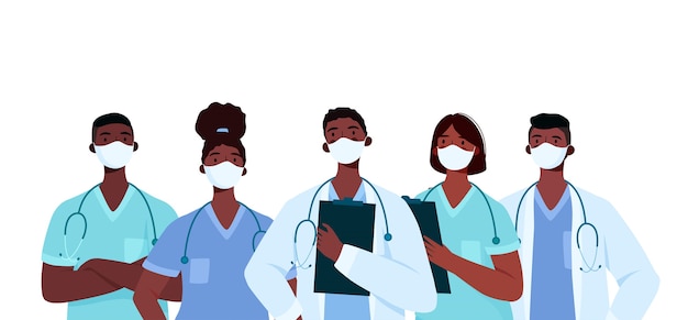 Vector set of doctors in flat design